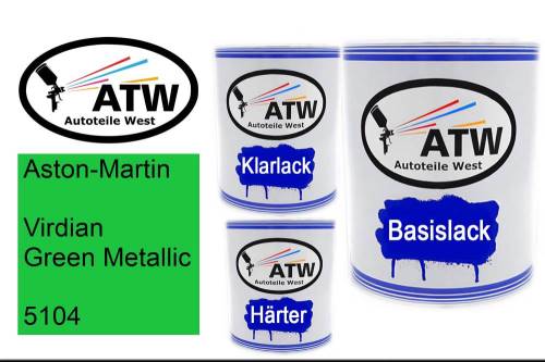 Aston-Martin, Virdian Green Metallic, 5104: 1L Lackdose + 1L Klarlack + 500ml Härter - Set, von ATW Autoteile West.